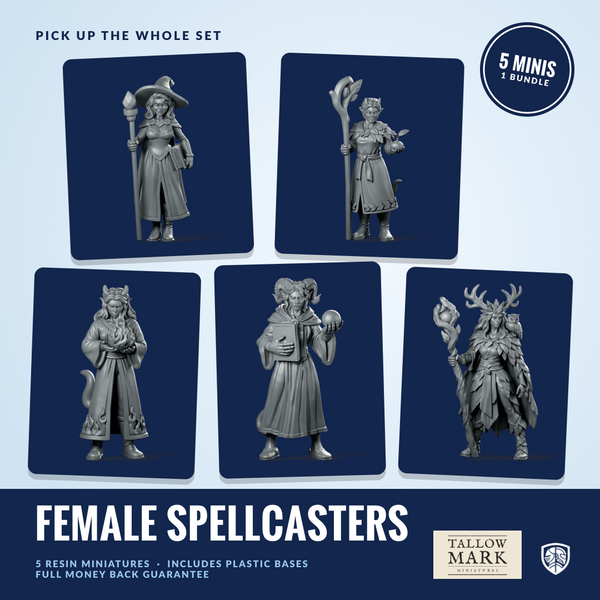 Female Spellcasters Bundle: 5 Resin Miniatures