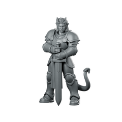 Female Tiefling Paladin With Longsword Miniature Resting Miniature 360 Spin 01