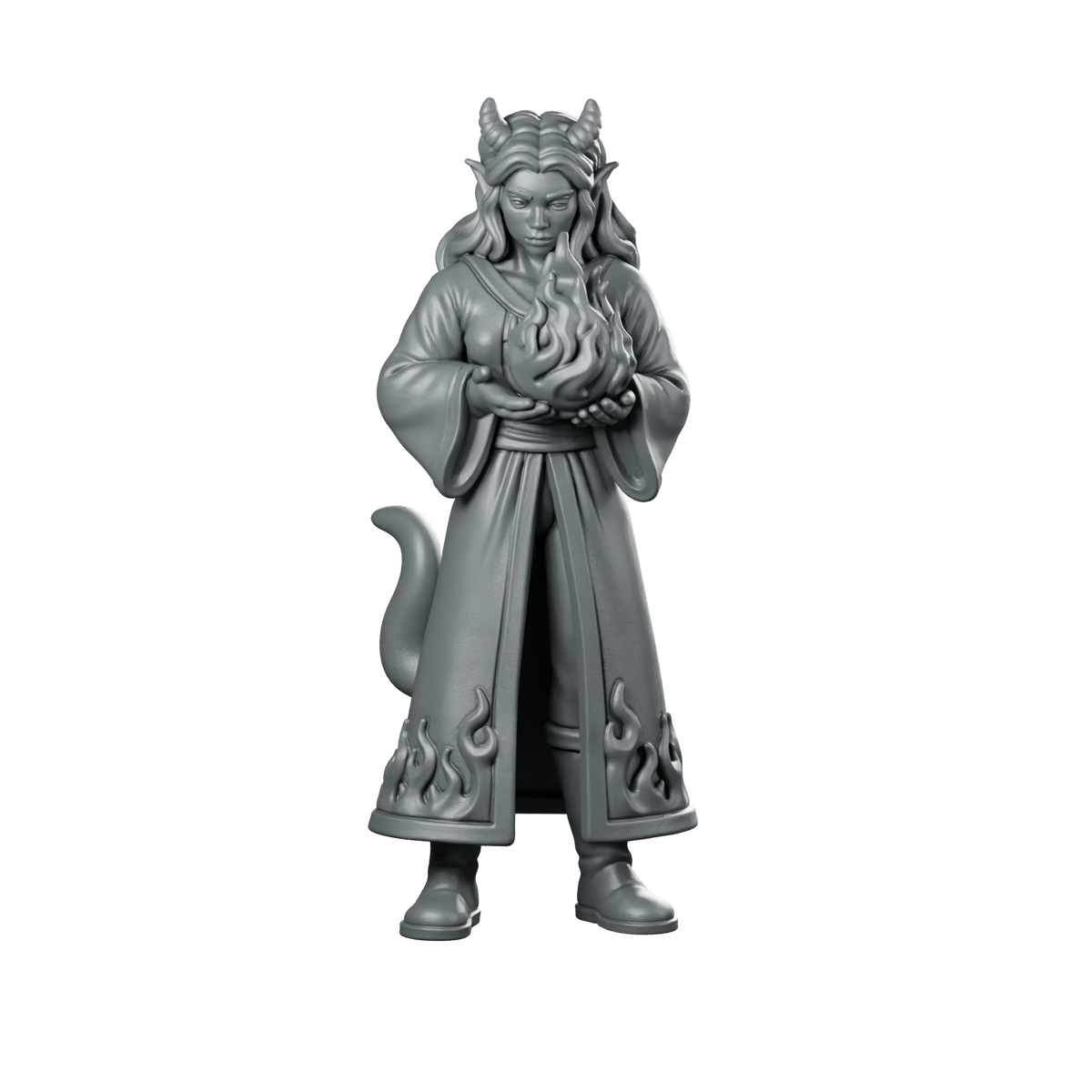 Female Tiefling Sorcerer With Fire Orb Miniature Miniature 360 Spin 01