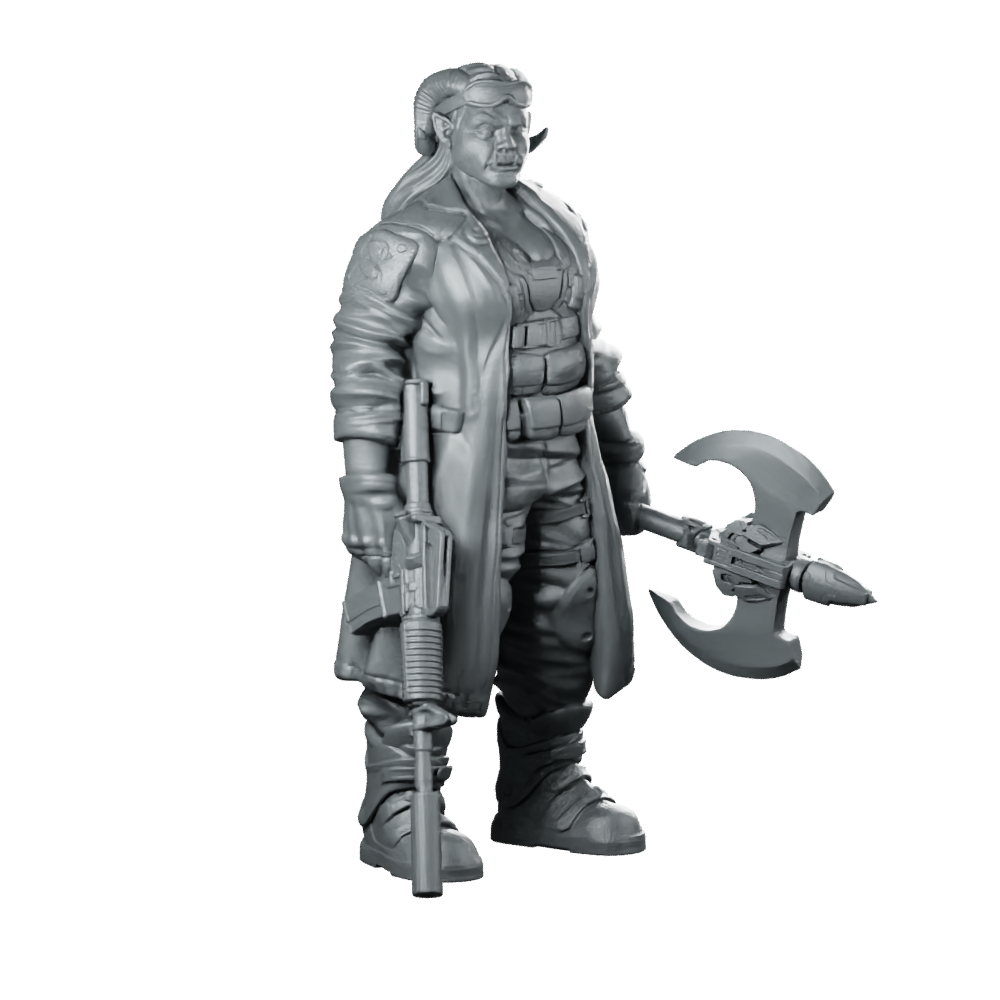 Female Troll Street Raider Cyborg Trooper Miniature Miniature 360 Spin 01