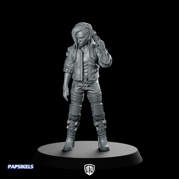 Female V Mercenary Miniature Cyberpunk Sci-Fi Gunfighter