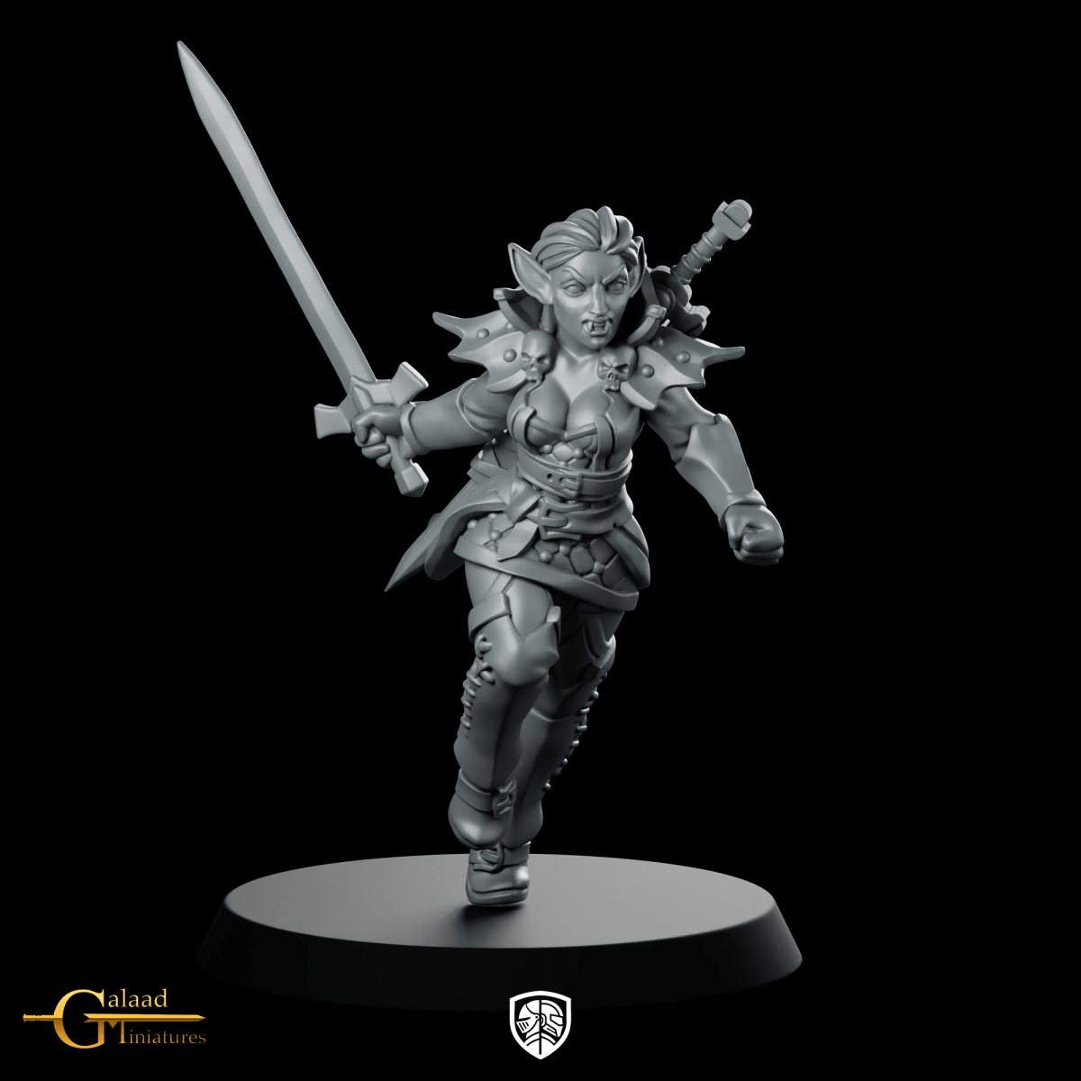 Female Vampire 04 Miniature Elf Warrior Swordswoman - Galaad - We Print Miniatures