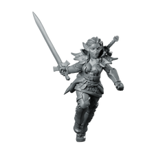 Female Vampire 04 Miniature Elf Warrior Swordswoman Miniature 360 Spin 01