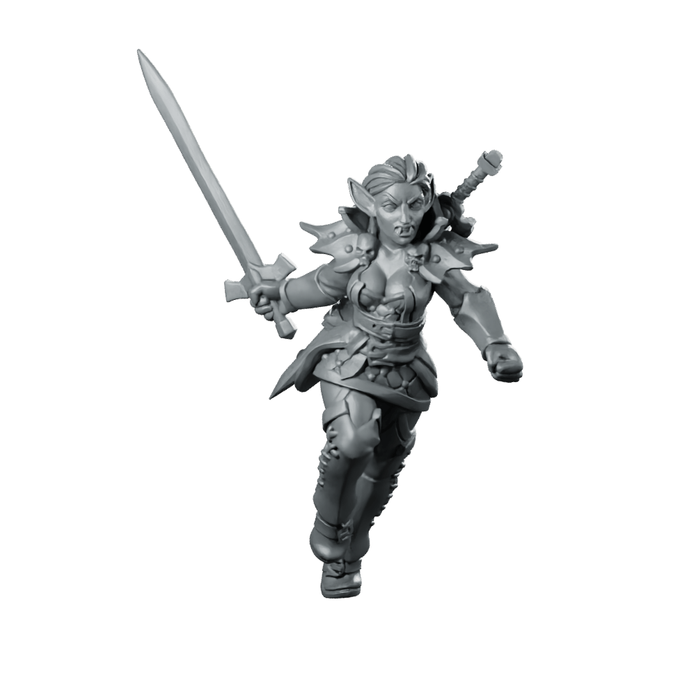 Female Vampire 04 Miniature Elf Warrior Swordswoman - Galaad - We Print Miniatures
