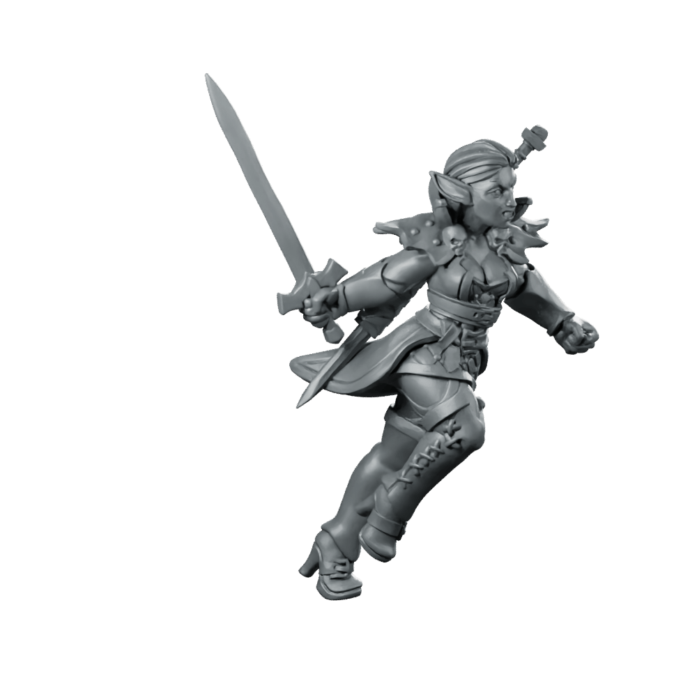 Female Vampire 04 Miniature Elf Warrior Swordswoman - Galaad - We Print Miniatures