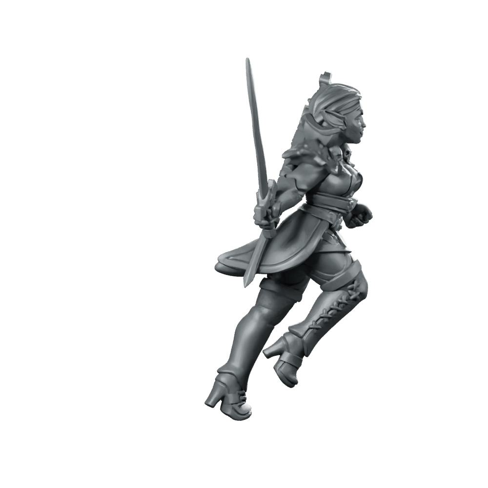 Female Vampire 04 Miniature Elf Warrior Swordswoman - Galaad - We Print Miniatures