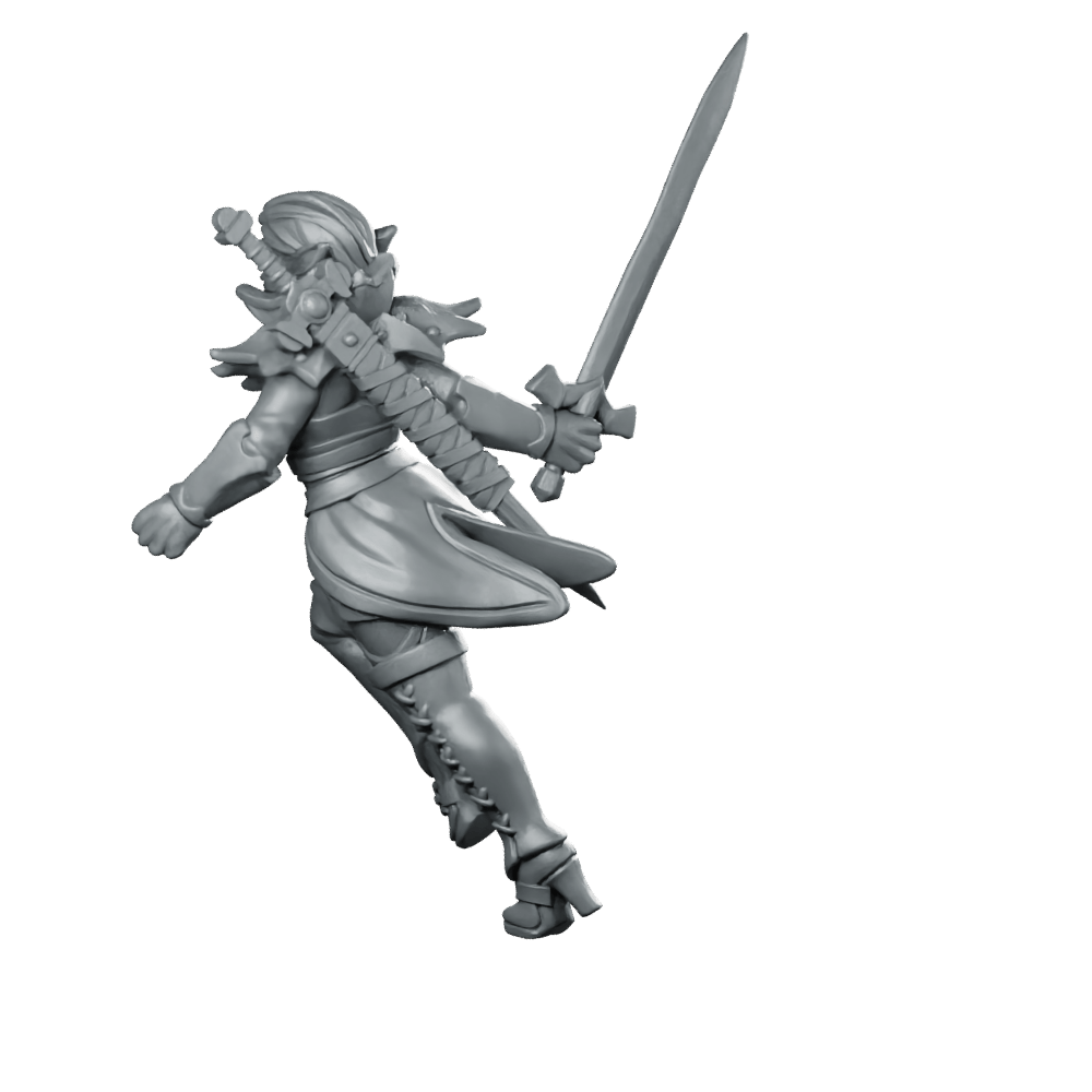 Female Vampire 04 Miniature Elf Warrior Swordswoman - Galaad - We Print Miniatures