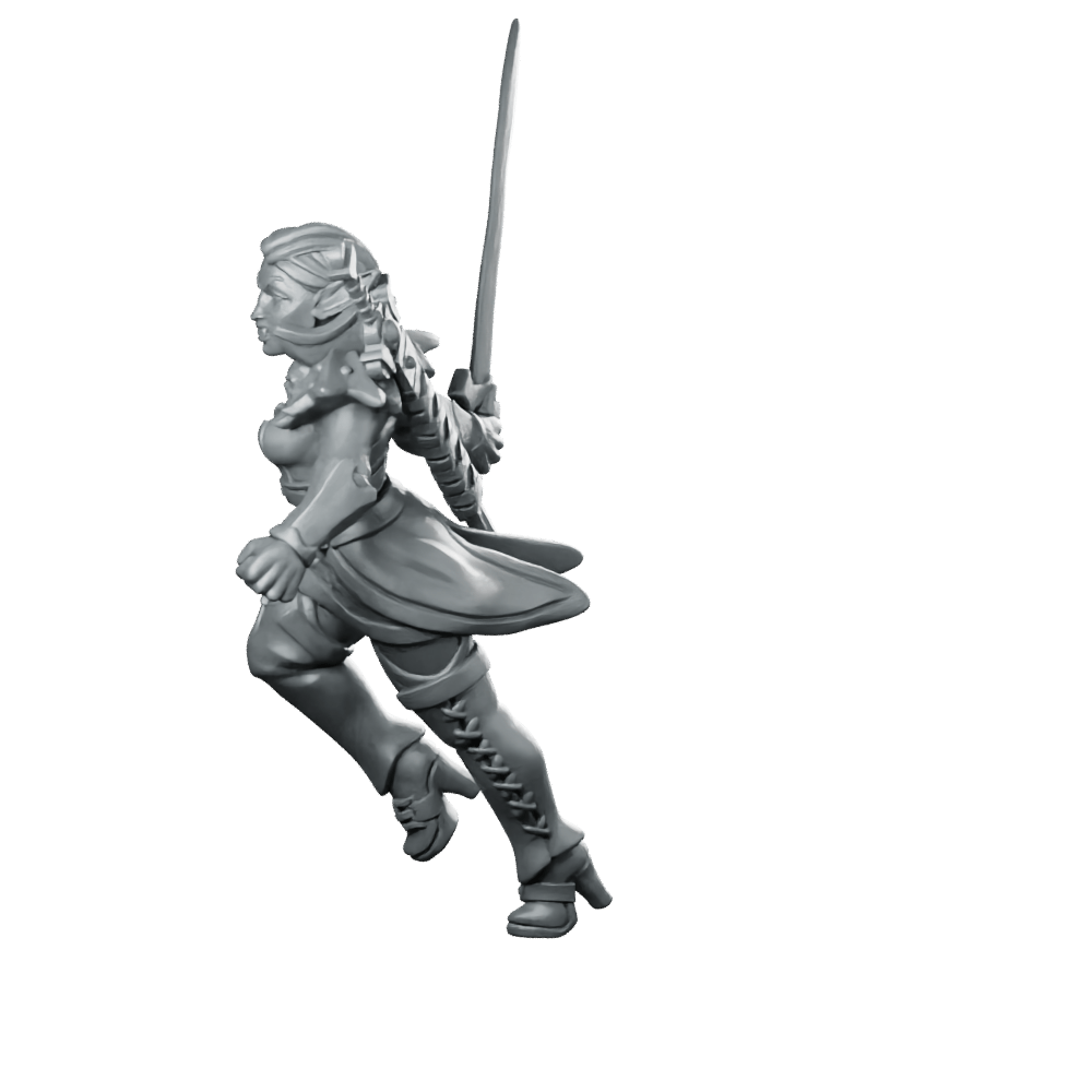 Female Vampire 04 Miniature Elf Warrior Swordswoman - Galaad - We Print Miniatures