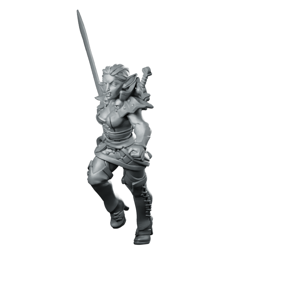 Female Vampire 04 Miniature Elf Warrior Swordswoman - Galaad - We Print Miniatures