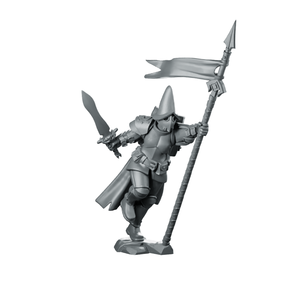 Female Vanguard Flag Miniature Armoured Standard Bearer - Galaad - We Print Miniatures