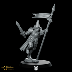 Female Vanguard Flag Miniature Armoured Standard Bearer - Galaad - We Print Miniatures