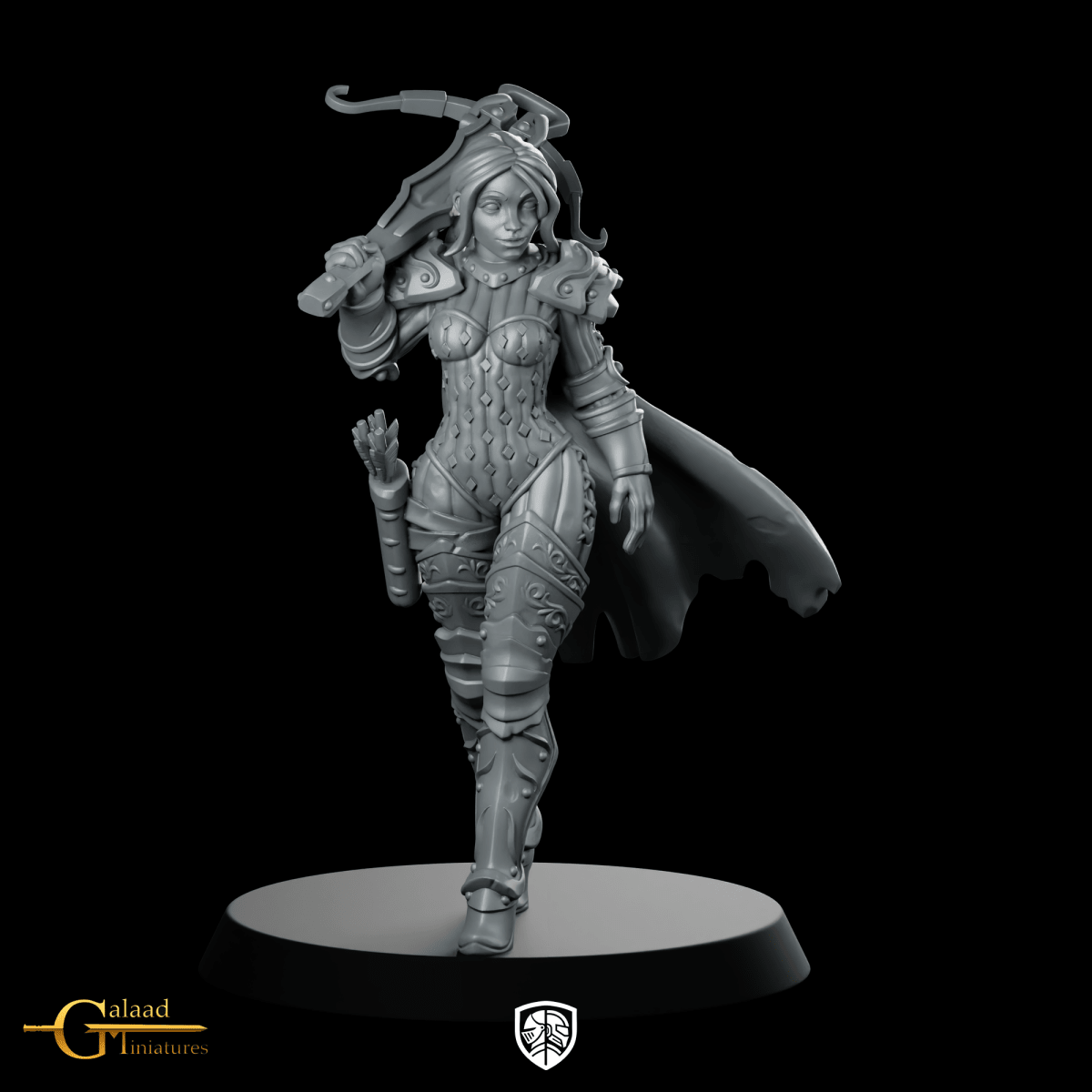 Female Warden 04 Miniature Armoured Ranger Heroine - Galaad - We Print Miniatures