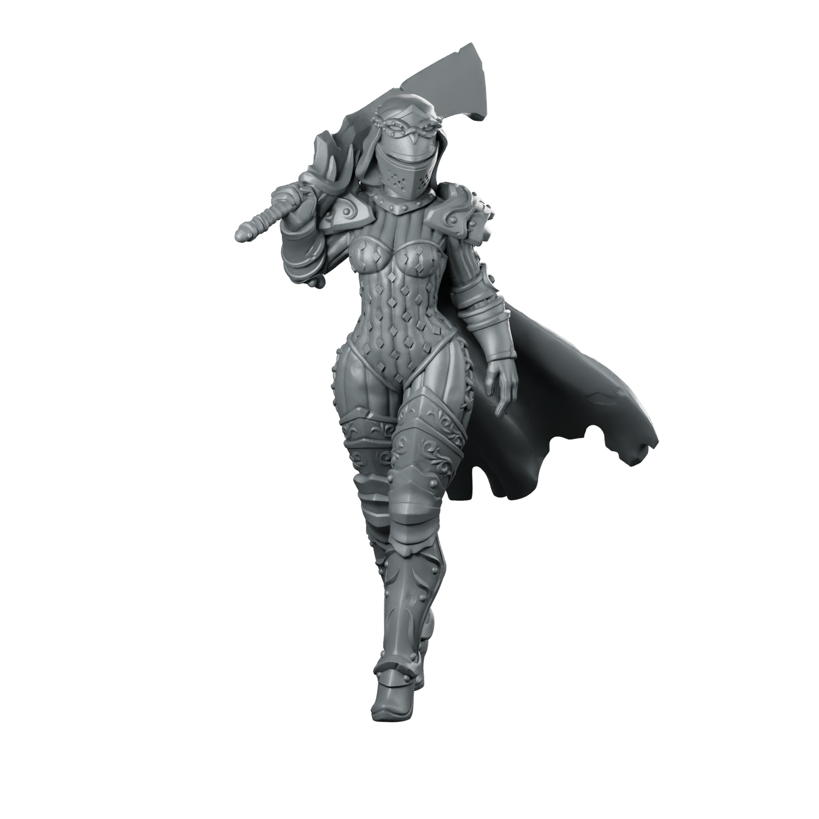 Female Warden 01 Miniature Armoured Knight Heroine Miniature 360 Spin 01