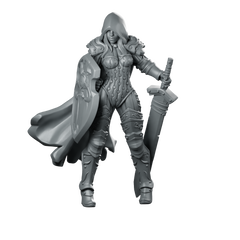 Female Warden 05 Miniature Hooded Shieldmaiden Paladin Miniature 360 Spin 01