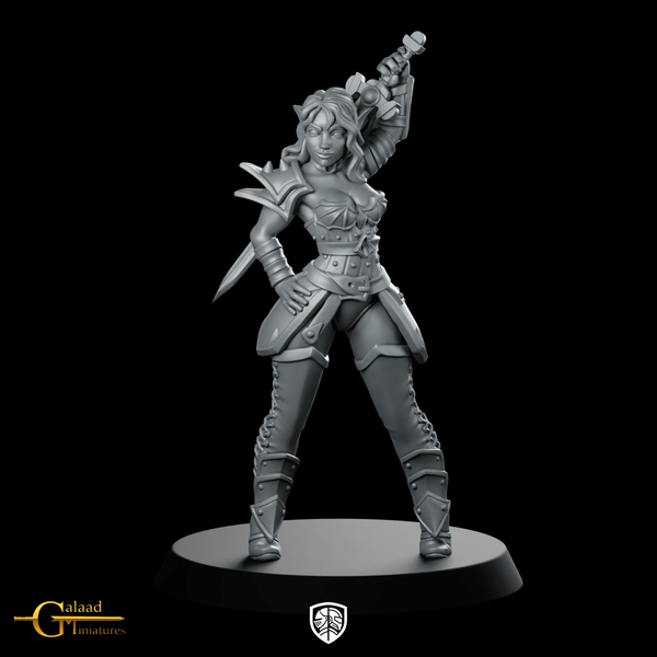 Female Warrior Pinup 02 Miniature Elf Duellist - Galaad - We Print Miniatures