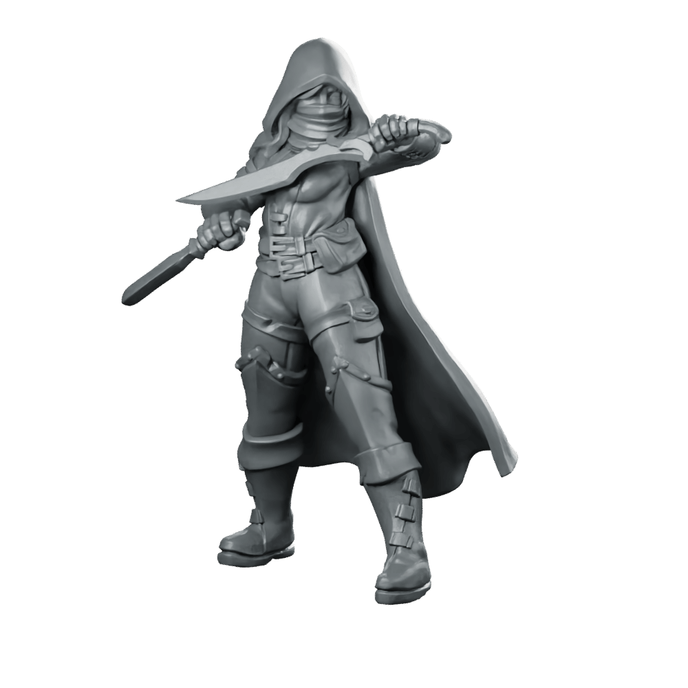 Female 01 Assassin Miniature Hooded Rogue Assassin - Galaad - We Print Miniatures