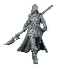 Female Polearm 02 Miniature Hooded Halberd Warrior - Galaad - We Print Miniatures