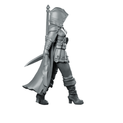 Female Polearm 02 Miniature Hooded Halberd Warrior - Galaad - We Print Miniatures
