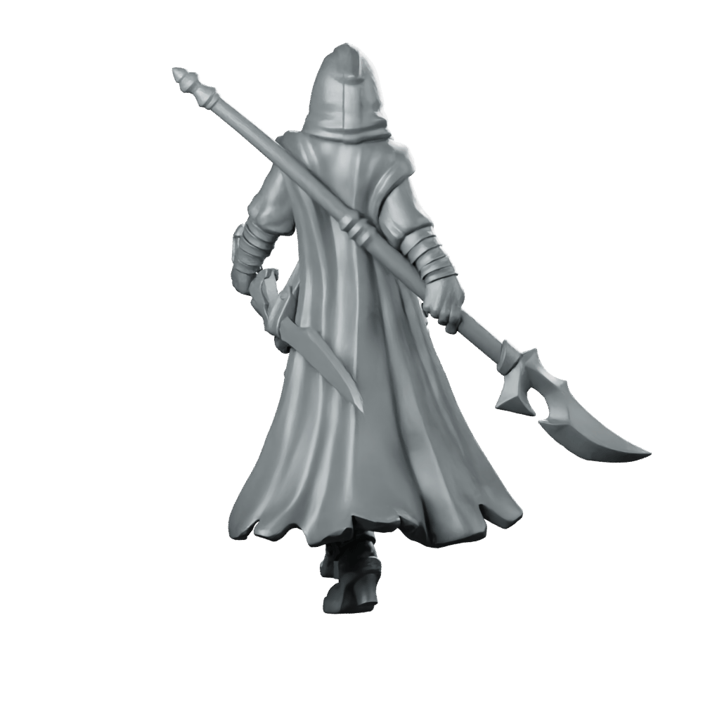 Female Polearm 02 Miniature Hooded Halberd Warrior - Galaad - We Print Miniatures