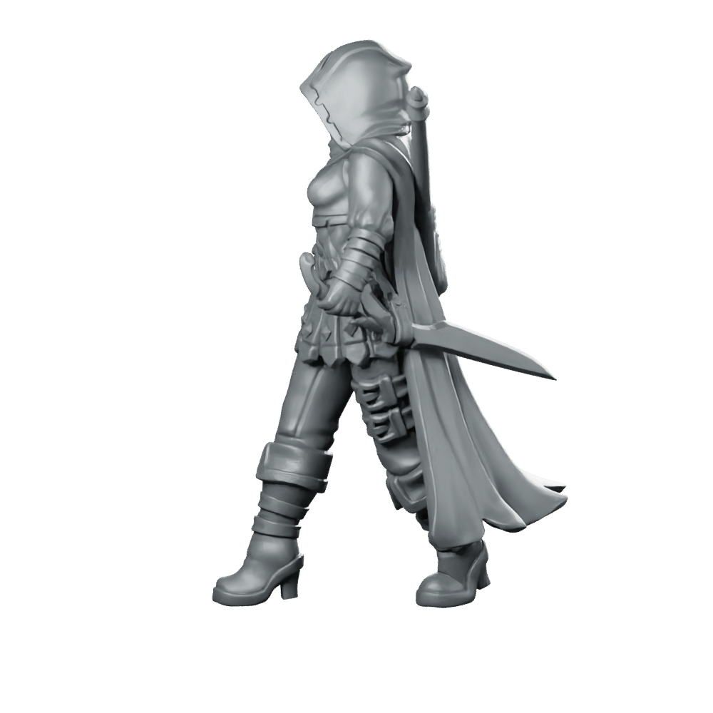 Female Polearm 02 Miniature Hooded Halberd Warrior - Galaad - We Print Miniatures