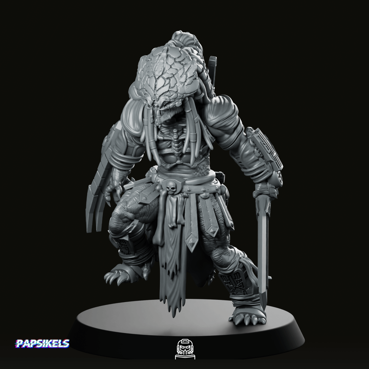 Feral Skull Hunter Argent Leader Miniature - Papsikels Miniatures - We Print Miniatures