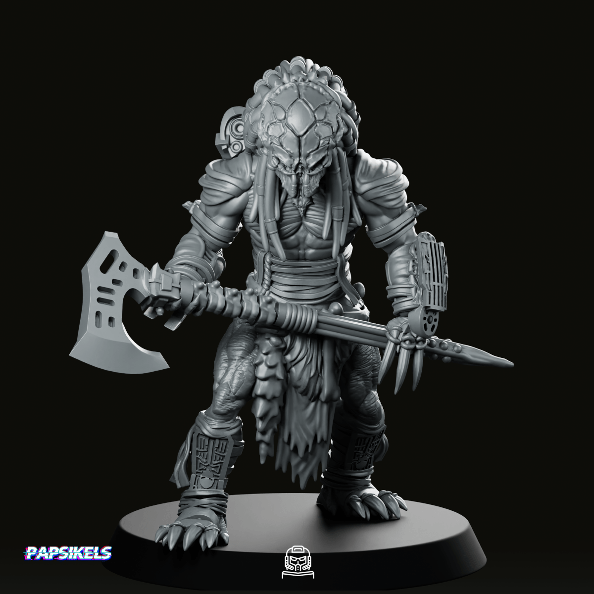 Feral Skull Hunter Berserker Bear Miniature - Papsikels Miniatures - We Print Miniatures