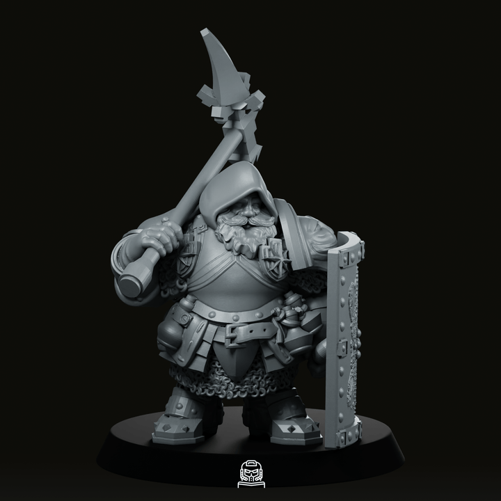 Miniatura di Guerriero Nano Iskios con Scudo e Martello da Guerra | Guerriero Norreno Fantascientifico per Starfinder