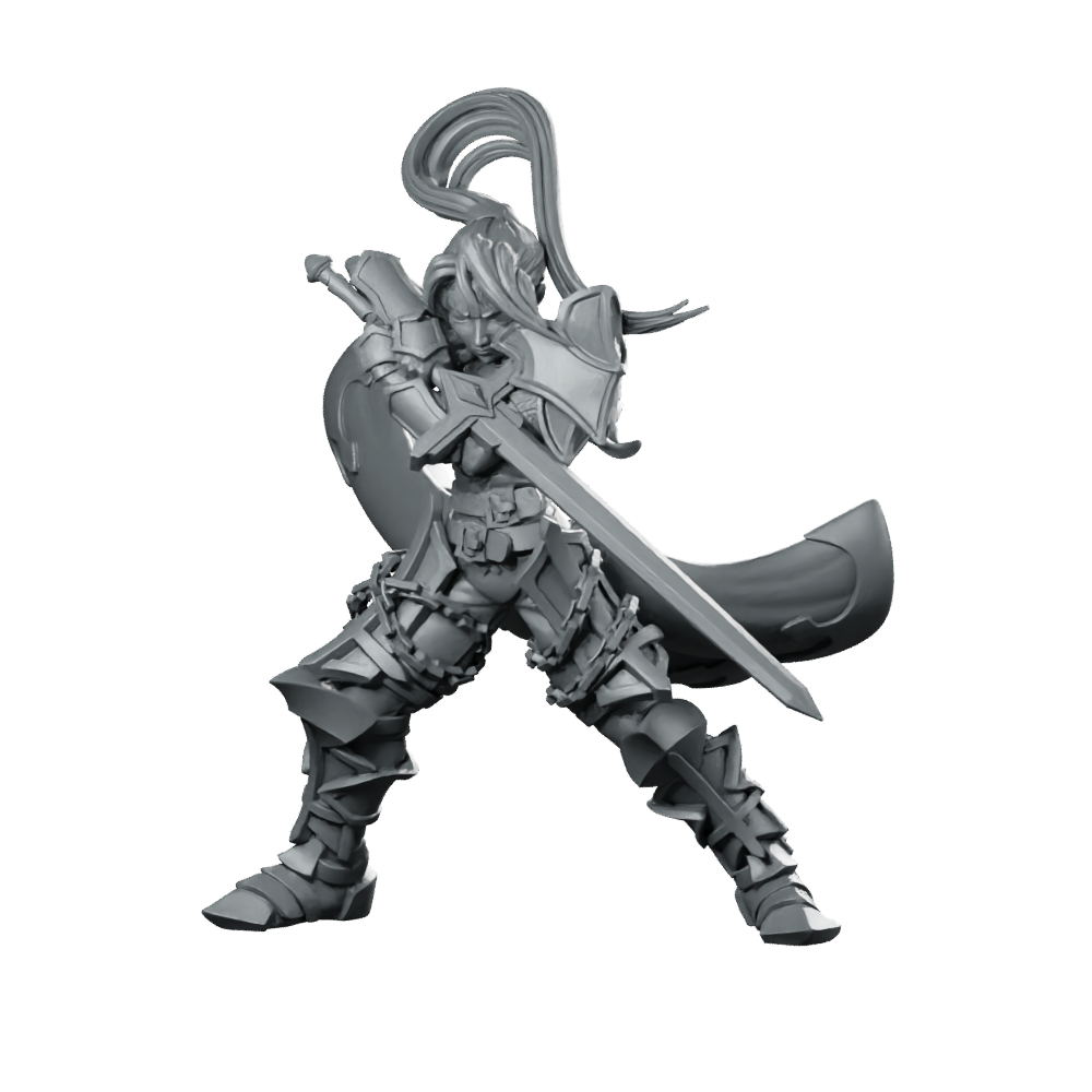 Fighter Poising Miniature Sword Maiden Miniature 360 Spin 01