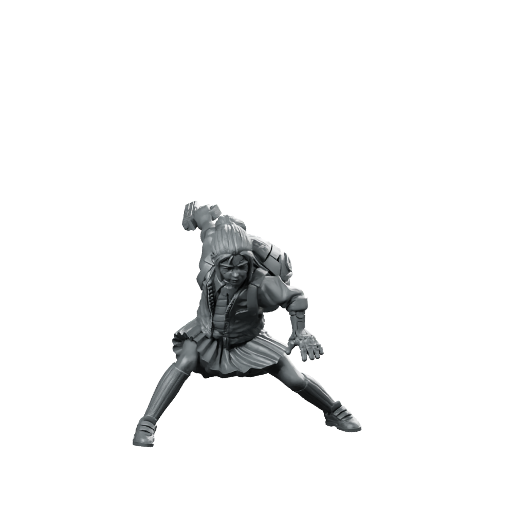 Fiona Spark Quinn 01 Miniature Cyberpunk Gunslinger Heroine Miniature 360 Spin 01