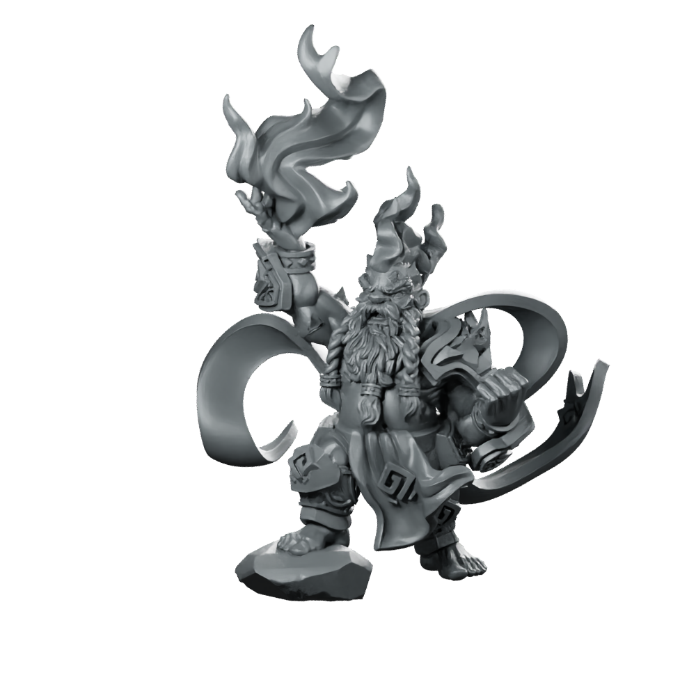 Vulcan Dwarves Fire Casters A Miniature Resin Wizard Miniature 360 Spin 01