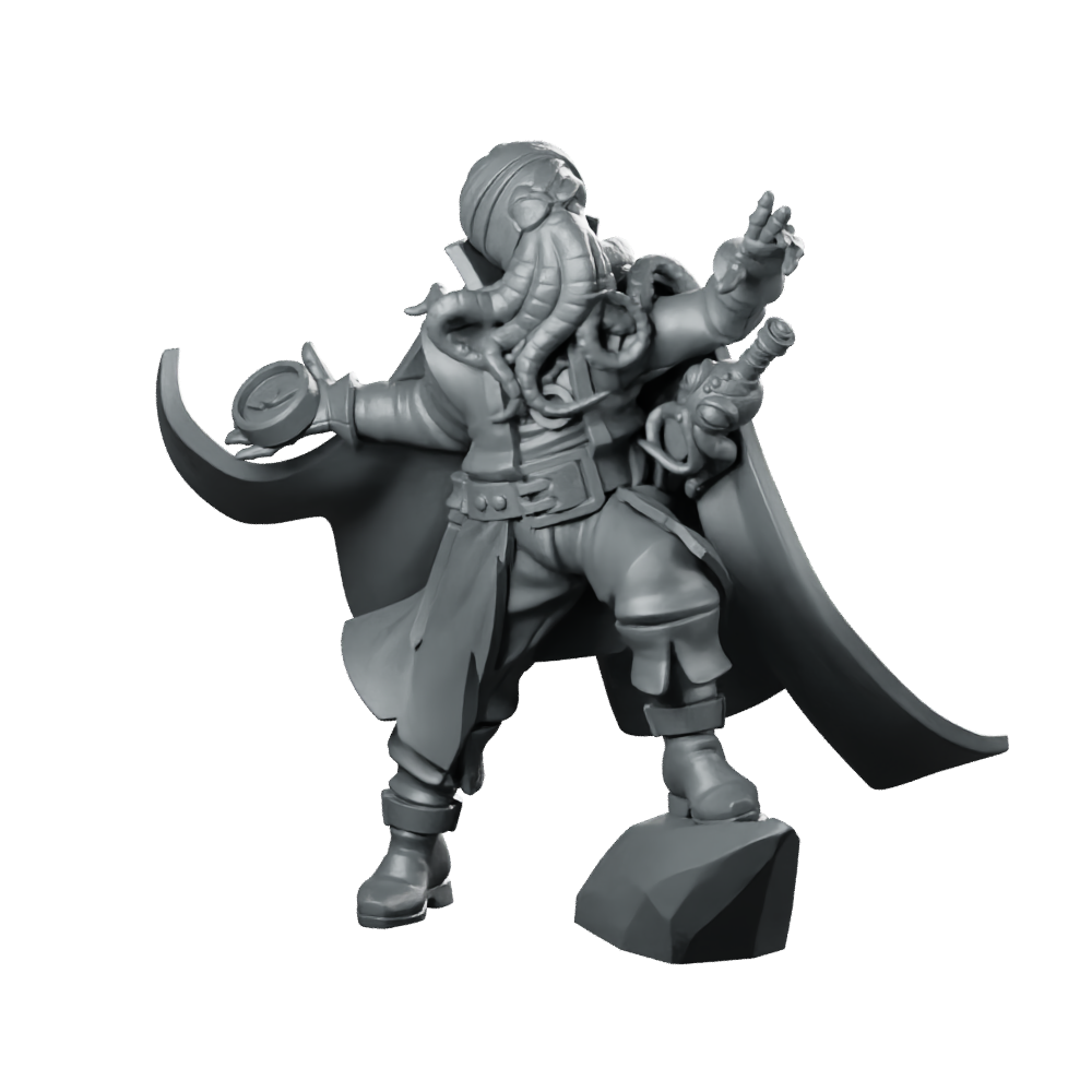 First Officer Mindhost Miniature Eldritch Pirate Horror Resin Miniature 360 Spin 01