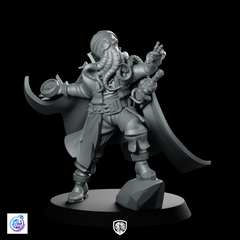 First Officer Mindhost Miniature Eldritch Pirate Horror Resin