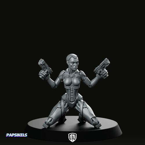 Fkmsa Sexy Droid Agent 3 Miniature Dual Pistols - Papsikels Miniatures - We Print Miniatures