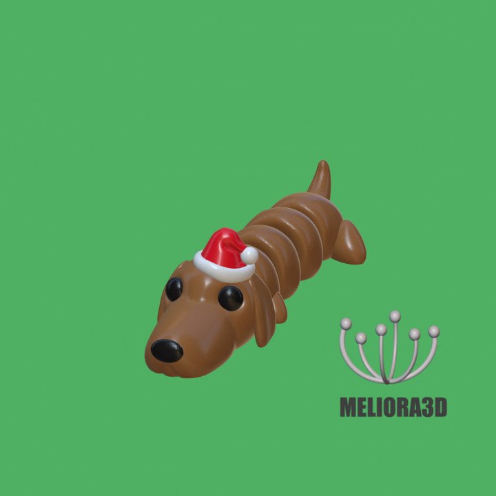 Flexi Weiner Dog in a Santa Hat - Meliora3D - We Print Miniatures