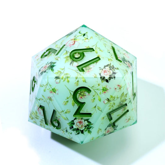 Floral Notes | 33mm D20 | Oversized Art Core Dice - Tabletop Dominion - We Print Miniatures