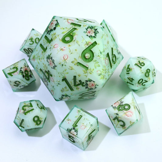 Floral Notes | 50mm D20 | Oversized Art Core Dice - Tabletop Dominion - We Print Miniatures