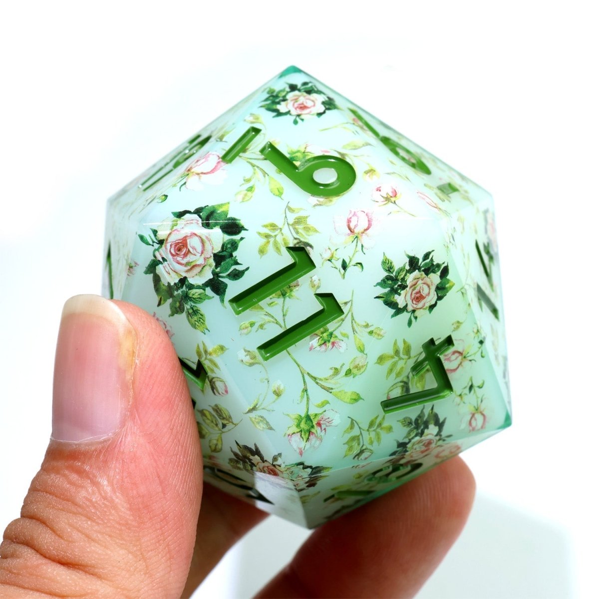 Floral Notes | 50mm D20 | Oversized Art Core Dice - Tabletop Dominion - We Print Miniatures