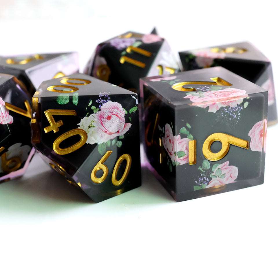 Floral Tsundere | Art Core Dice| 7 Piece Set - Tabletop Dominion - We Print Miniatures