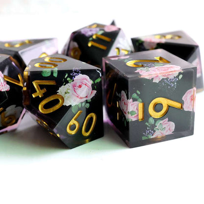 Floral Tsundere | Art Core Dice| 7 Piece Set - Tabletop Dominion - We Print Miniatures
