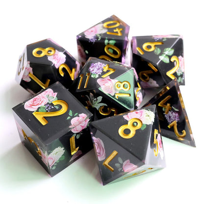Floral Tsundere | Art Core Dice| 7 Piece Set - Tabletop Dominion - We Print Miniatures