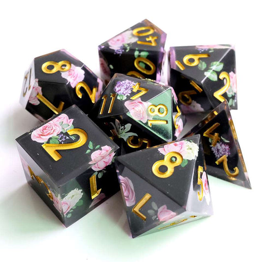 Floral Tsundere | Art Core Dice| 7 Piece Set - Tabletop Dominion - We Print Miniatures