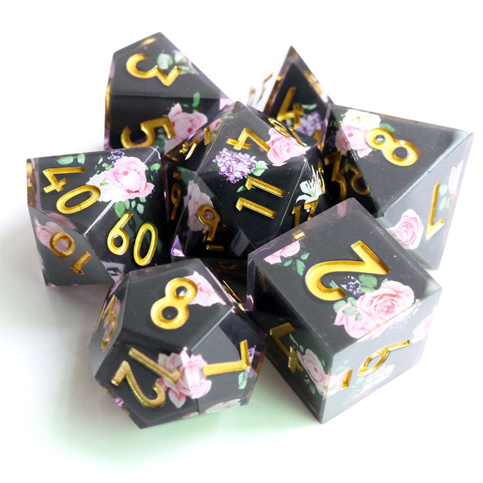 Floral Tsundere | Art Core Dice| 7 Piece Set - Tabletop Dominion - We Print Miniatures