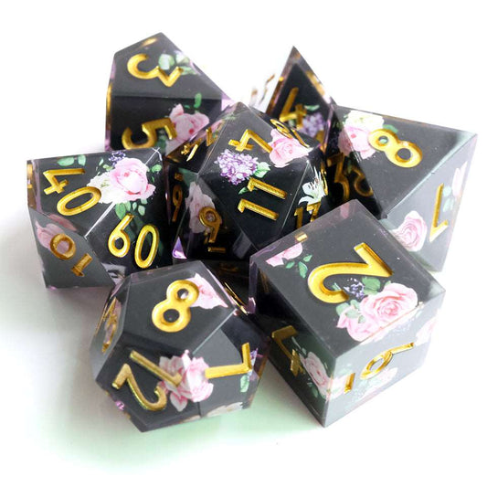 Floral Tsundere | Art Core Dice| 7 Piece Set - Tabletop Dominion - We Print Miniatures