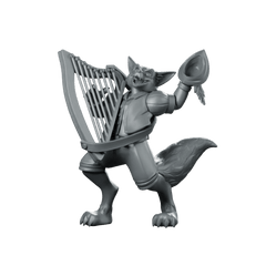 Foxfolk Bard Miniature Harp Musical Trickster RPG - CastNPlay - We Print Miniatures
