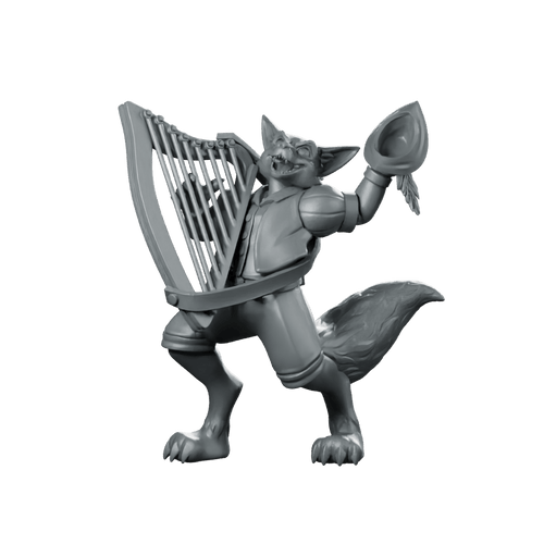 Foxfolk Bard Miniature Harp Musical Trickster RPG - CastNPlay - We Print Miniatures
