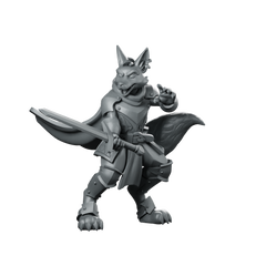Foxfolk Paladin Miniature Armored Sword Wielding Miniature 360 Spin 01