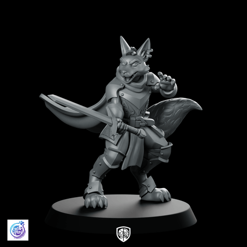 Foxfolk Paladin Miniature Armored Sword Wielding - CastNPlay - We Print Miniatures