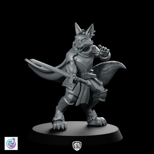 Foxfolk Paladin Miniature Armored Sword Wielding