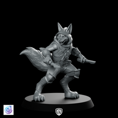 Foxfolk Rogue Miniature Dual Dagger Hooded Stealthy