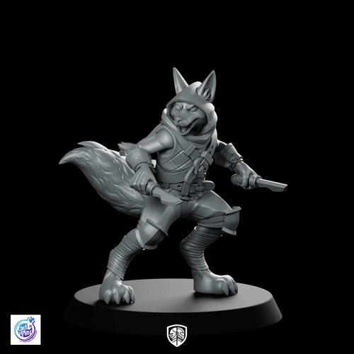 Foxfolk Rogue Miniature Dual Dagger Hooded Stealthy - CastNPlay - We Print Miniatures
